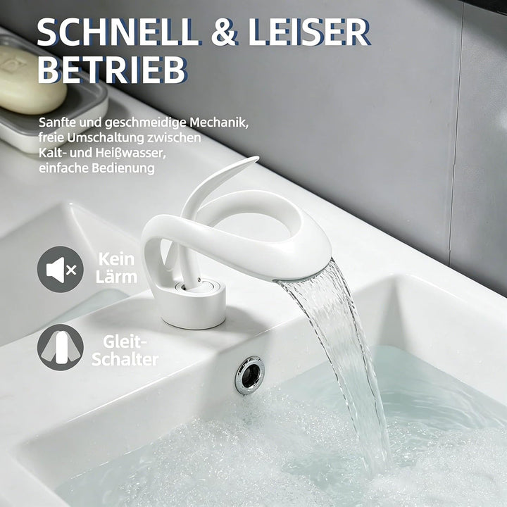 Weiβ Waschtischarmatur Badarmatur Wasserhahn Waschbecken Einhand Mischbatterie, Weiβ