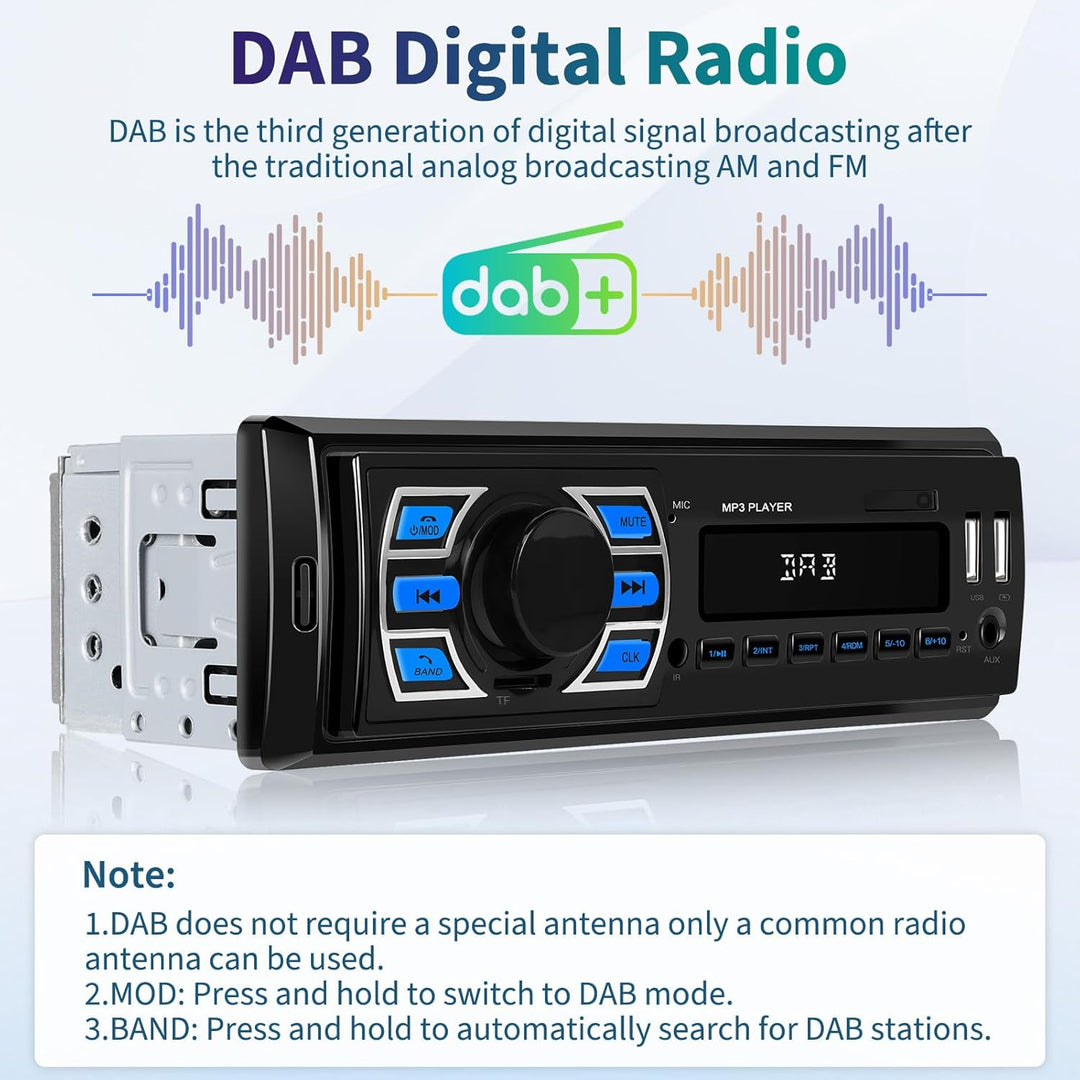 DAB/DAB+ 1Din Autoradio Bluetooth Freisprecheinrichtung, Hikity Auto MP3 Player Unterstützung für da