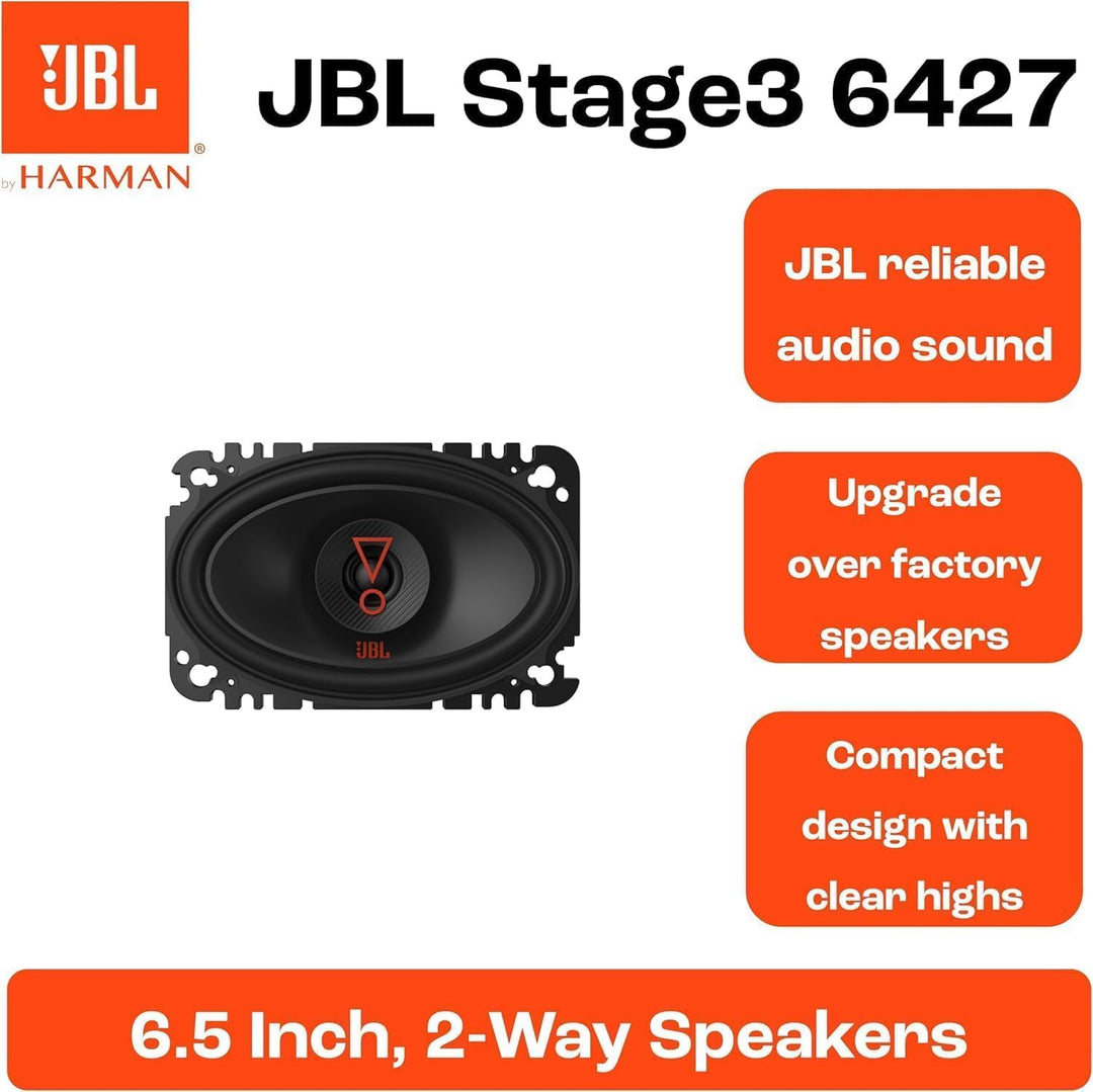 JBL Stage3 6427 2-Wege Auto Lautsprecher Set von Harman Kardon - 175 Watt ovale KFZ Autolautsprecher