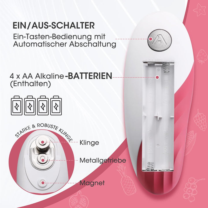 HAUSHOF Elektrischer Dosenöffner, One Touch Dosenöffner, Automatische 360°-Drehung & Automatischer S