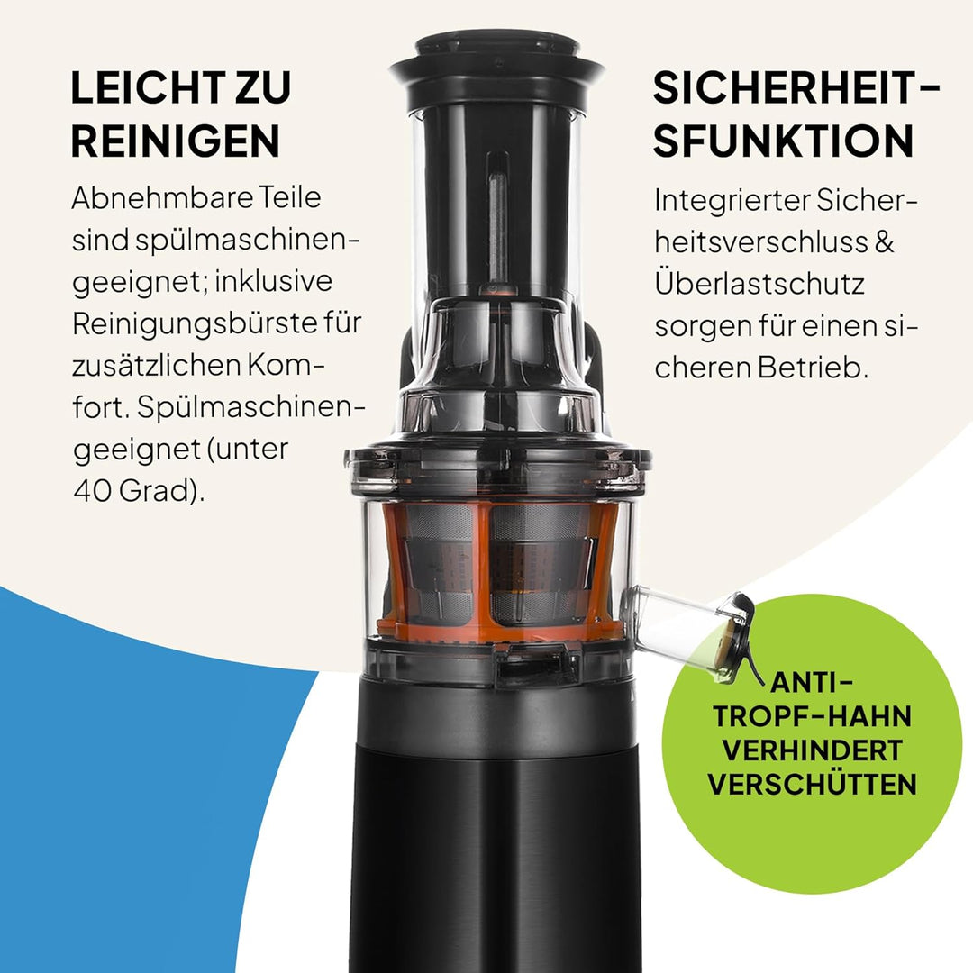 Fridja Leistungsstarker Mastixierpresse für ganze Früchte und Gemüse, Sorbet, Eiscreme, 75-mm-Futter