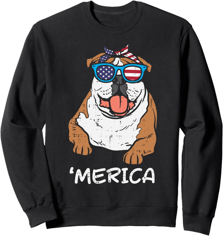 Merica English Bulldog American USA 4th Of July Fourth Dog Sweatshirt