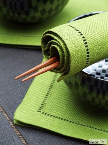 LinenMe 45 x 45 cm Set mit 4 Regenwald Grün Leinen-Servietten Emil 0056204