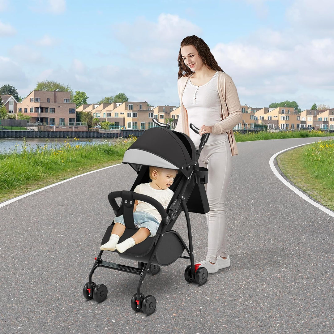 Buggy mit Liegefunktion, Kinderwagen Zusammenklappbar mit Wattepads und Moskitonetzen, Reisebuggy mi