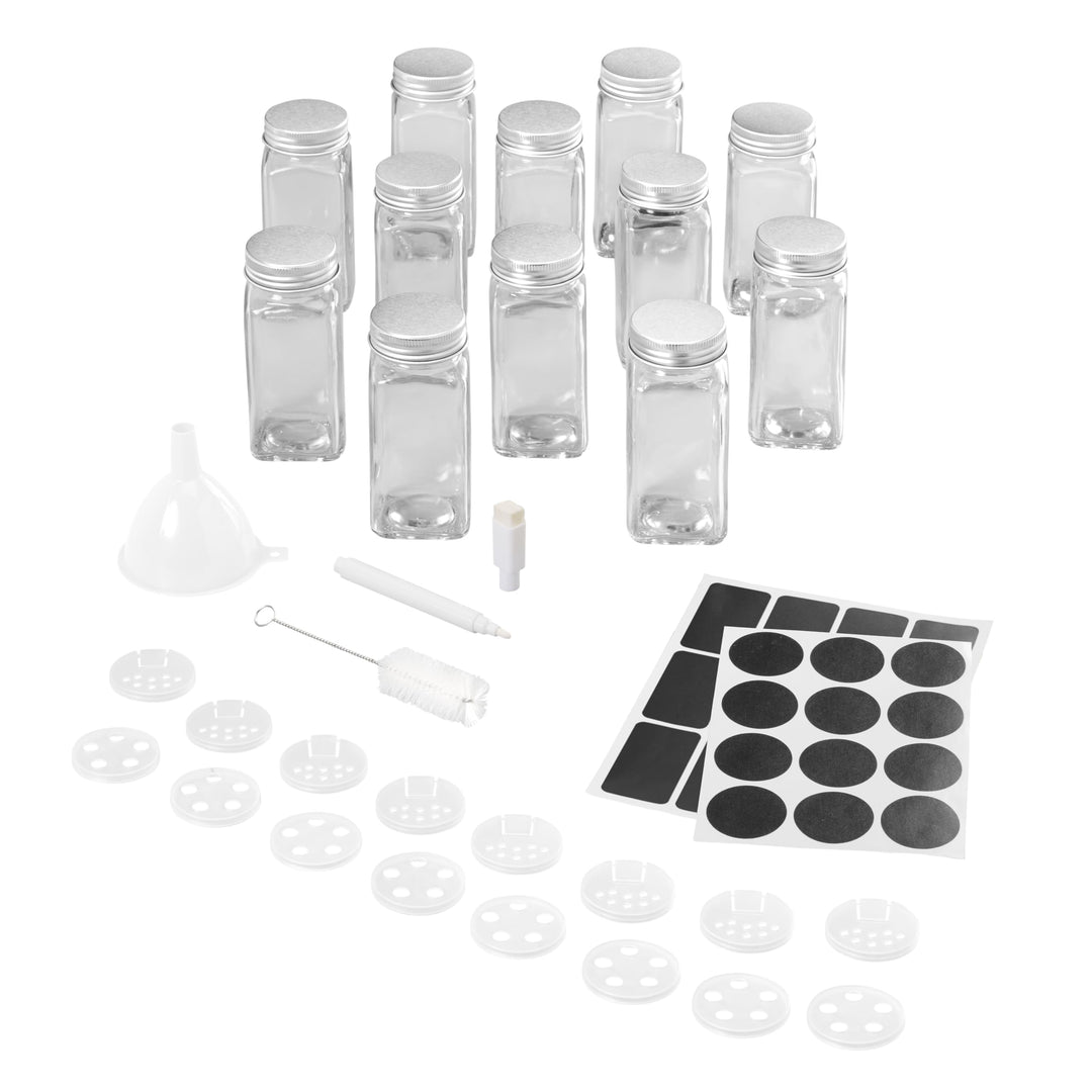 Metaltex Gewürzgläser12er Set, inkl. Labels & 16 Streueinsätze