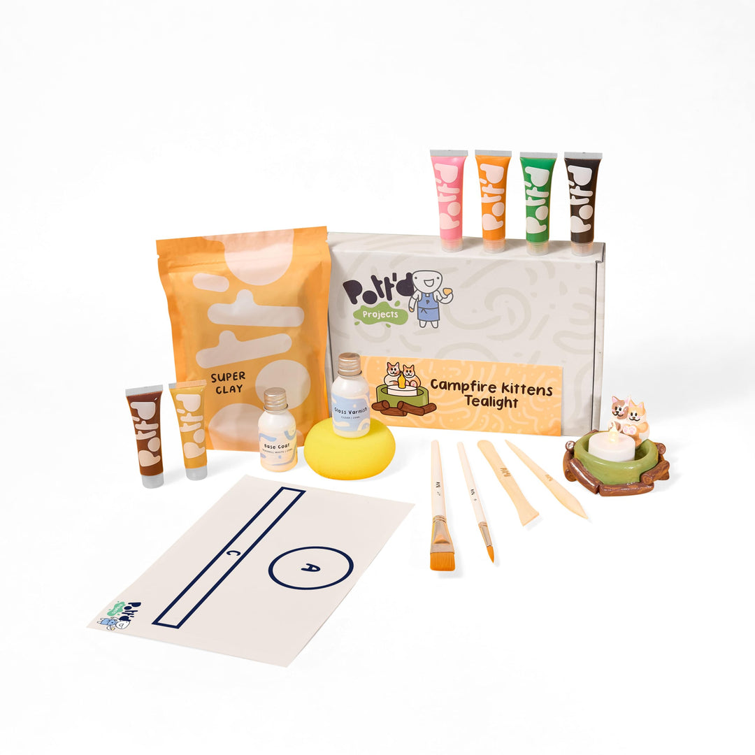 Pott'd Mini-Töpfer-Sets | Lufttrocknendes Töpferset für Erwachsene | Mit Farben, Töpferwerkzeugen un