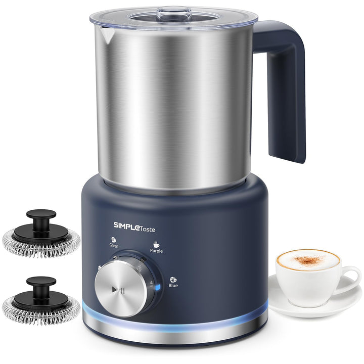 SIMPLETASTE Milchaufschäumer Elektrisch 4-in-1, 250-500 ML Heisser & kalter Milchschaum， 600 W Spülm