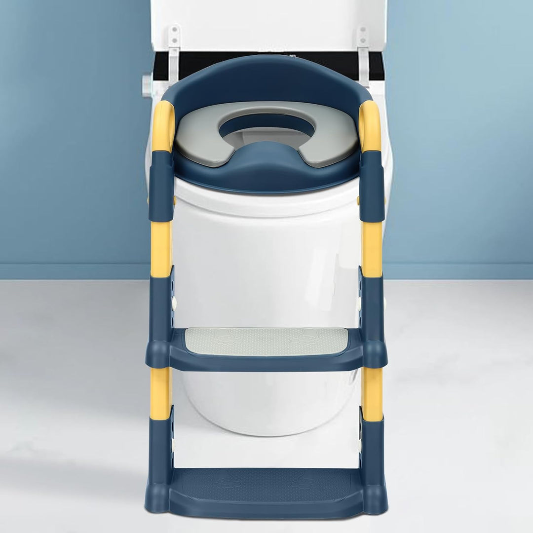 Toilettensitz Kinder mit Treppe, HöHenverstellbar Faltbar Töpfchen Toilettentrainer mit Treppe Toile