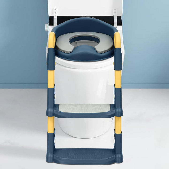 Toilettensitz Kinder mit Treppe, HöHenverstellbar Faltbar Töpfchen Toilettentrainer mit Treppe Toile