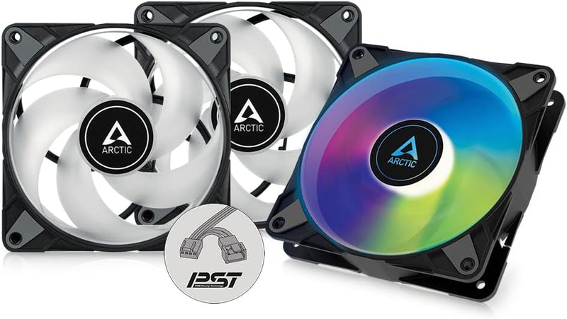 ARCTIC P12 PWM PST A-RGB (3 Stück) - 120 mm PWM Gehäuselüfter optimiert für statischen Druck, Case F