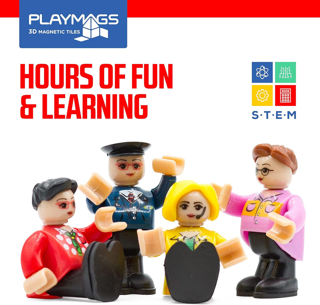 Playmags Magnetic Figures Community Figures Set von 15 - Spielleute Perfekt für Magnetfliesen - Mint