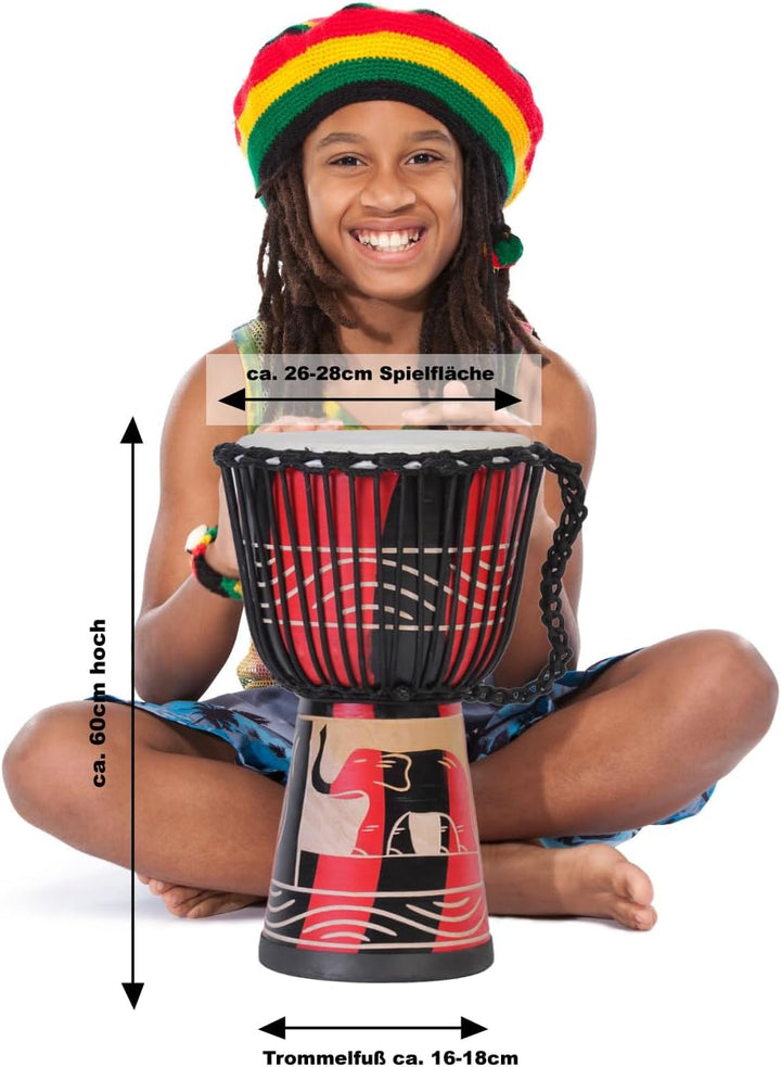 60cm Profi Djembe Trommel Bongo Drum Buschtrommel Percussion Afrika Schnitzerei - (Sehr gutes Instru