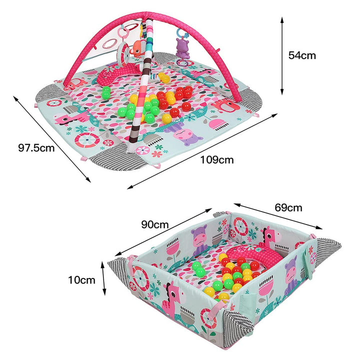 4-in-1 Baby Spieldecke Laufstall, Spielbogen, Bällebad Spielmatte mit Spielbogen Abnehmbarem,Neugebo