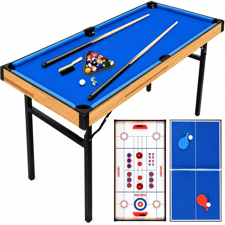 SereneLife Multifunktionstisch, Multigame Spieltisch – 4 in 1 mit Zubehör, Tischkicker, Billardtisch