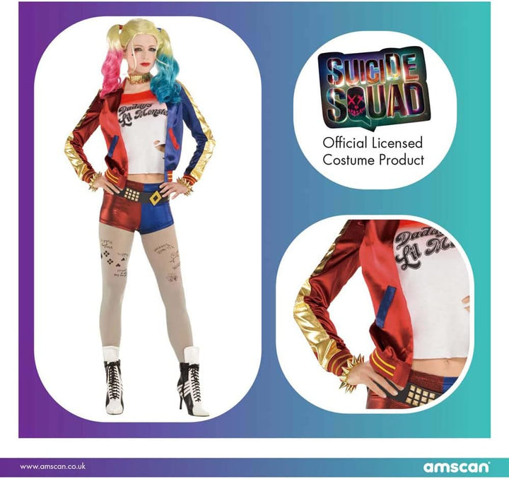 (PKT) (9906157) Ladies Suicide Squad Warner Bros Harley Quinn Fancy Dress Costume (Large), L