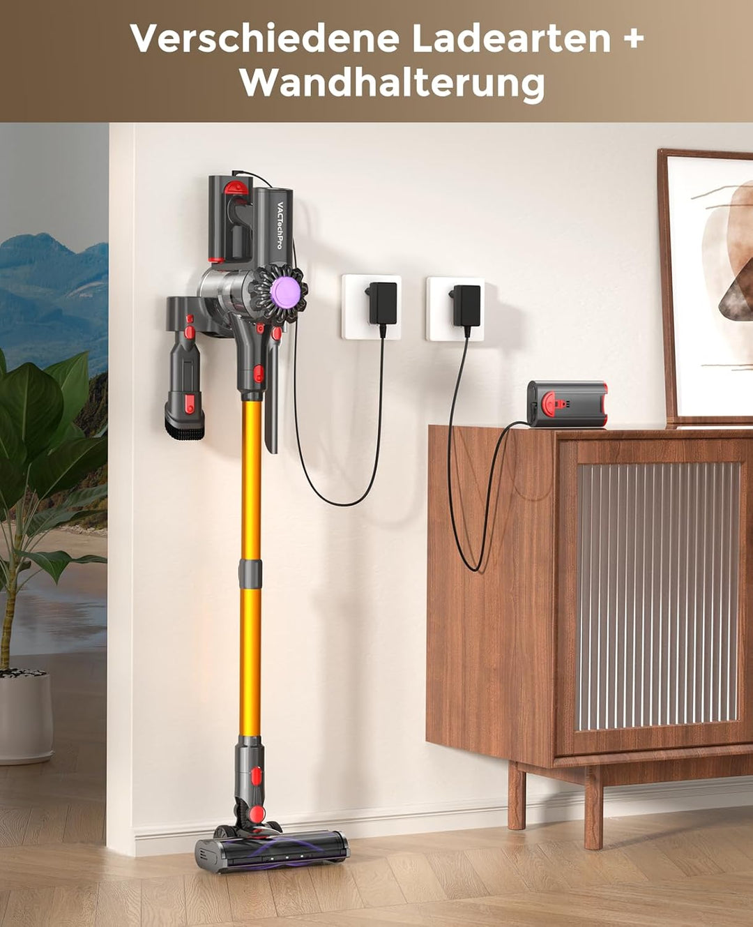 VACTechPro 40KPa Akku Staubsauger kabellos,Kabelloser Staubsauger mit abnehmbarem Akku,bis zu 40min