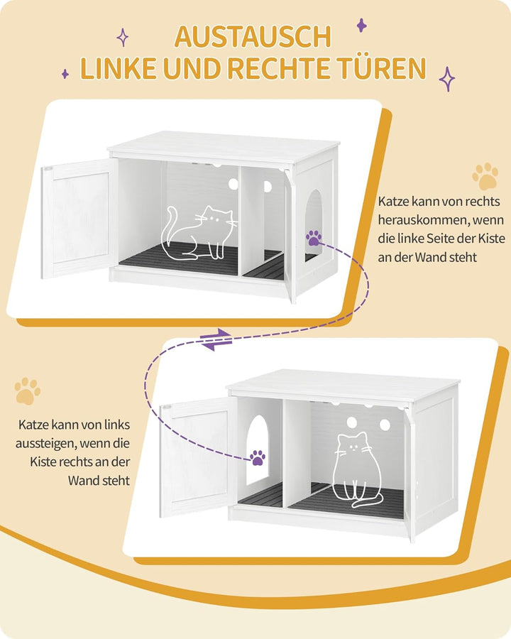 Hzuaneri Katzenklo Schrank, Katzenschrank, Katzentoilette mit Herausnehmbarer Trennwand, Katzenhaus,