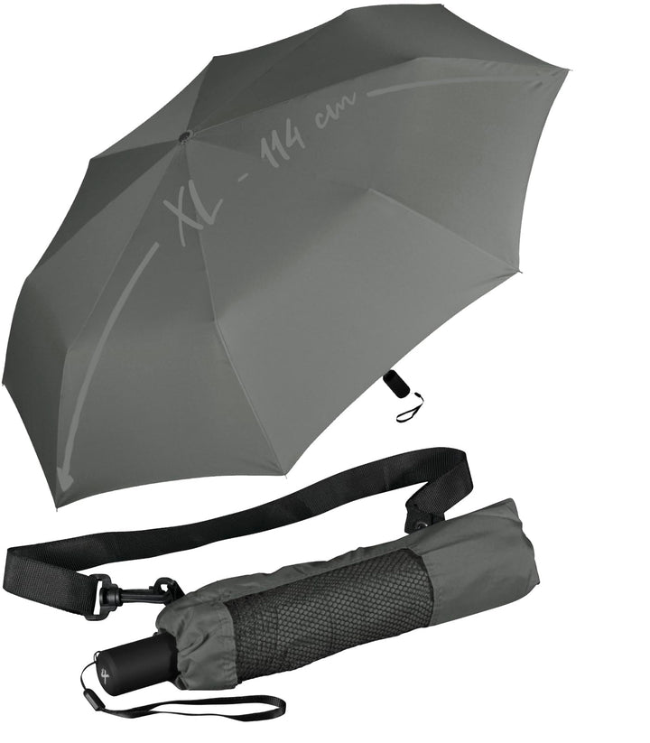 iX-brella Trekking XL Taschenschirm 115 cm gross mit Umhängetasche grey, grey