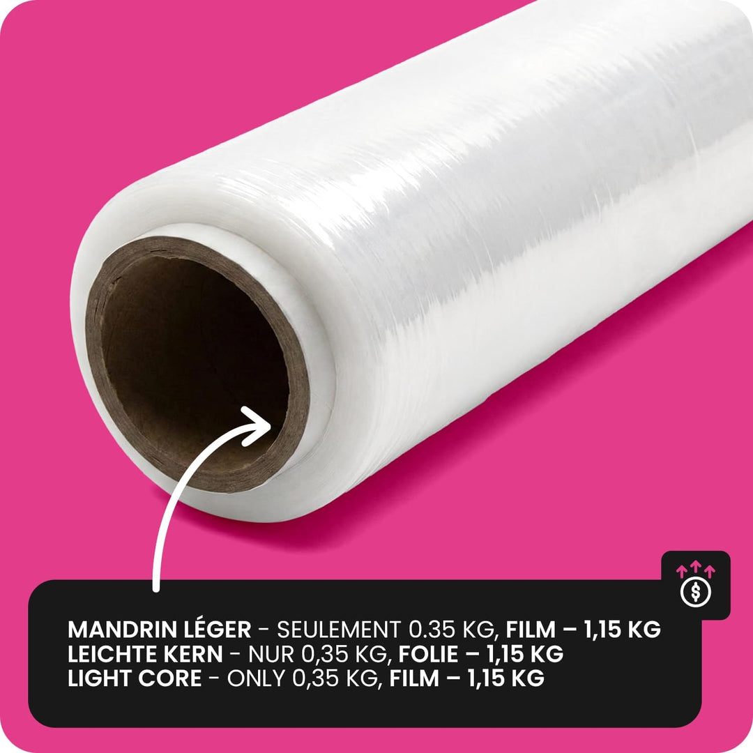 Netuno 1x transparente Stretchfolie 23my 500 mm 1,5 kg Folie Polyethylen Folie Cast-Film transparent