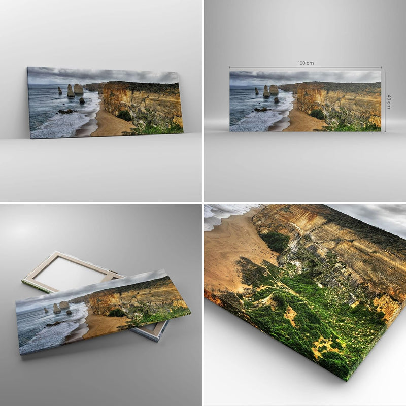 Panorama Bilder auf Leinwand 100x40cm Leinwandbild Strand Ozean Landschaft Gross Wanddeko Bild Schla