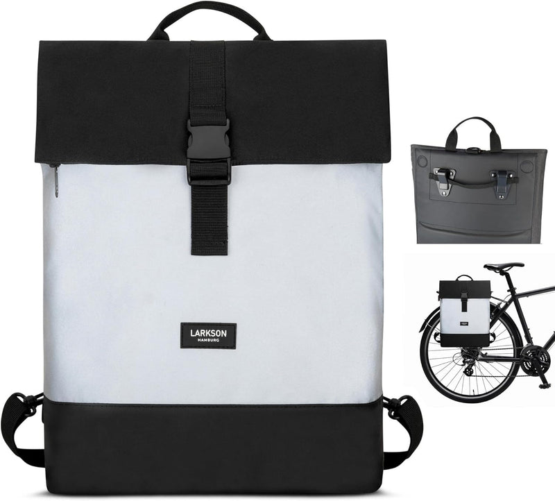 LARKSON Fahrradtaschen für Gepäckträger Damen & Herren Schwarz Reflektierend - Tammo Bike - 2 in 1 F
