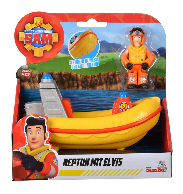 Simba Feuerwehrmann Sam Neptun Boot – Spielset mit Figur, Robustes Spielzeug für Kinder ab 3 Jahren,