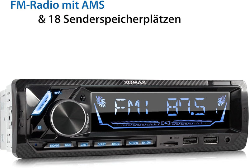 XOMAX XM-RD283 Autoradio mit integriertem DAB+ Tuner, FM RDS, Bluetooth Freisprecheinrichtung, USB,