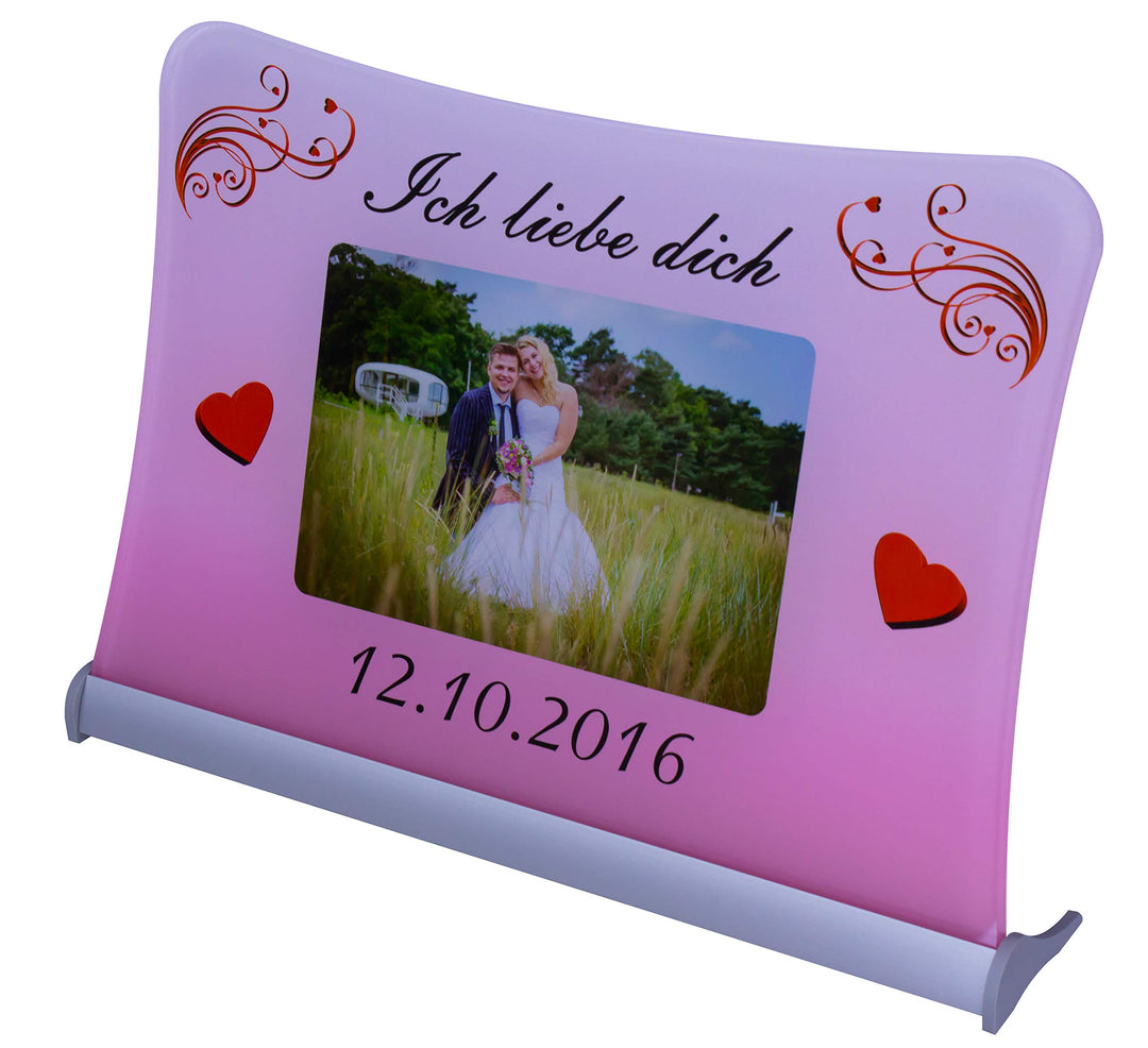 Acrylglas Schild"Ich liebe dich", mit persönlichem Fotodruck auf 6 mm Glas/personalisierbar Uv-druck