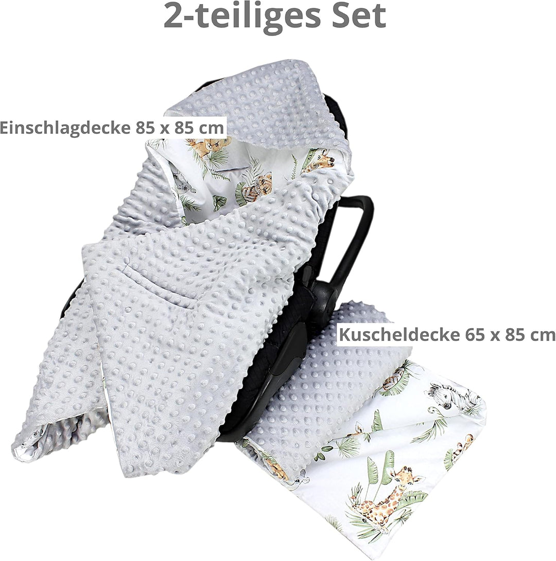 TupTam 2er Set Baby Decken Einschlagdecke 85x85 cm für Autositz Babyschale Babydecke Wiegendecke Min