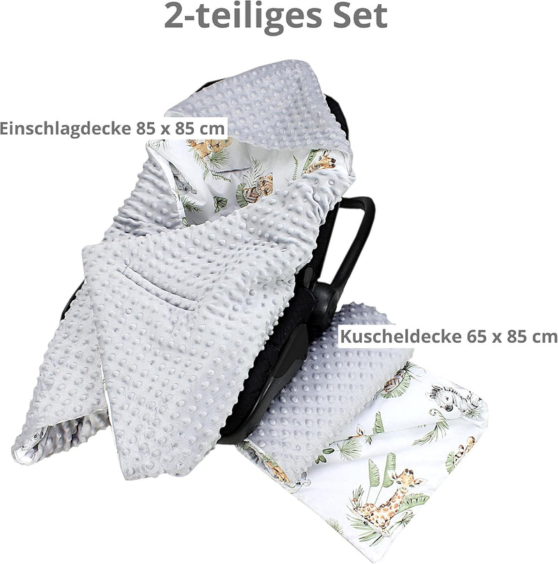 TupTam 2er Set Baby Decken Einschlagdecke 85x85 cm für Autositz Babyschale Babydecke Wiegendecke Min