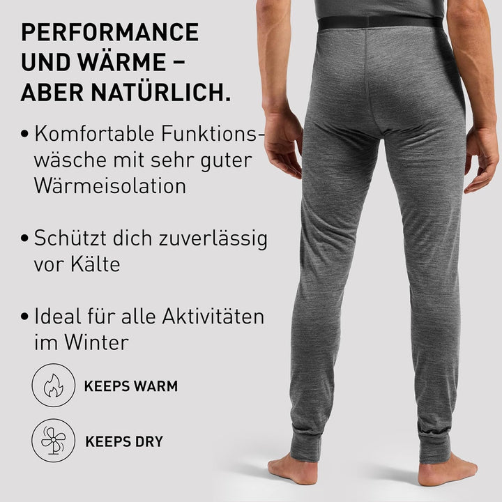Odlo Herren Merino 200_111802 Hose Odlo Steel Grey Melange XL, Odlo Steel Grey Melange XL