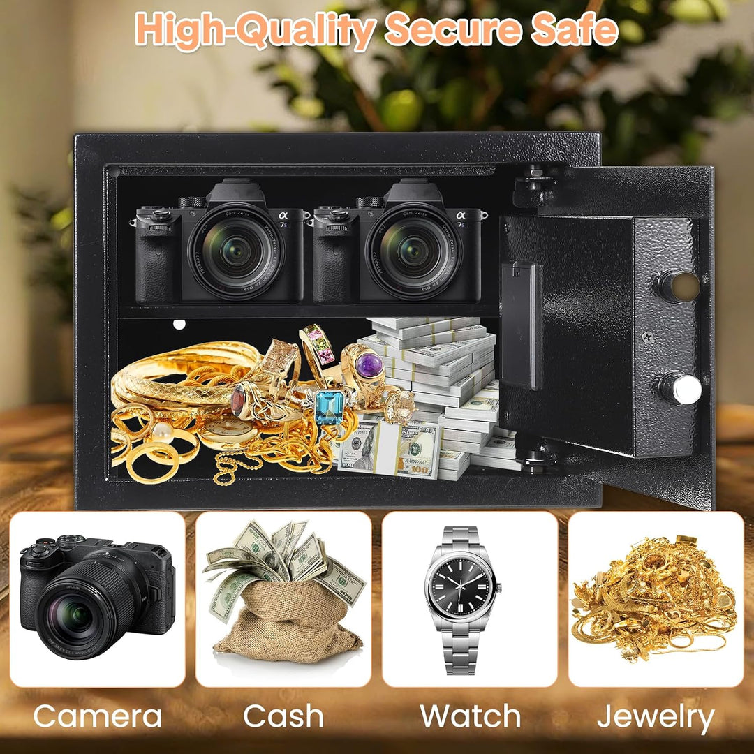 Garvee 22L Safe Tresor mit Zahlencode, Schlüssel &amp;Feuerfester Tasche Tresor | für Zuhause / Hotel, A