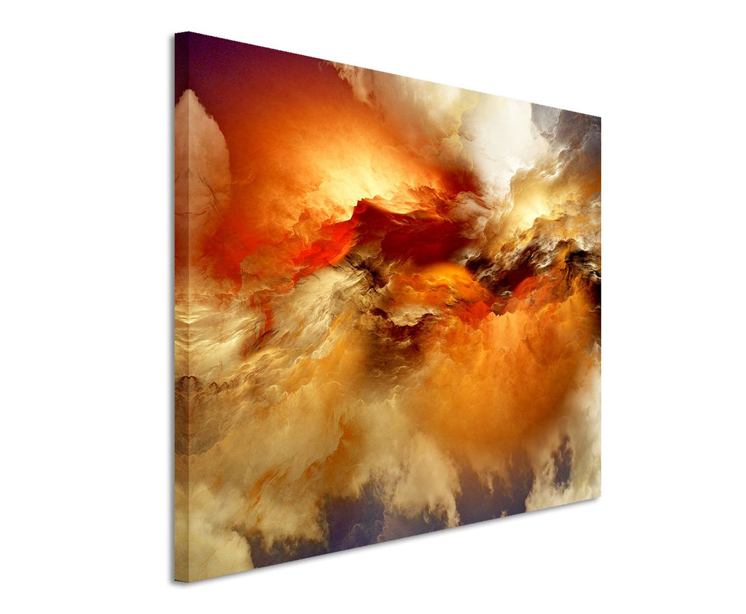 Paul Sinus Art XXL Fotoleinwand 120x80cm Oranger Wolkenhimmel auf Leinwand Exklusives Wandbild Moder