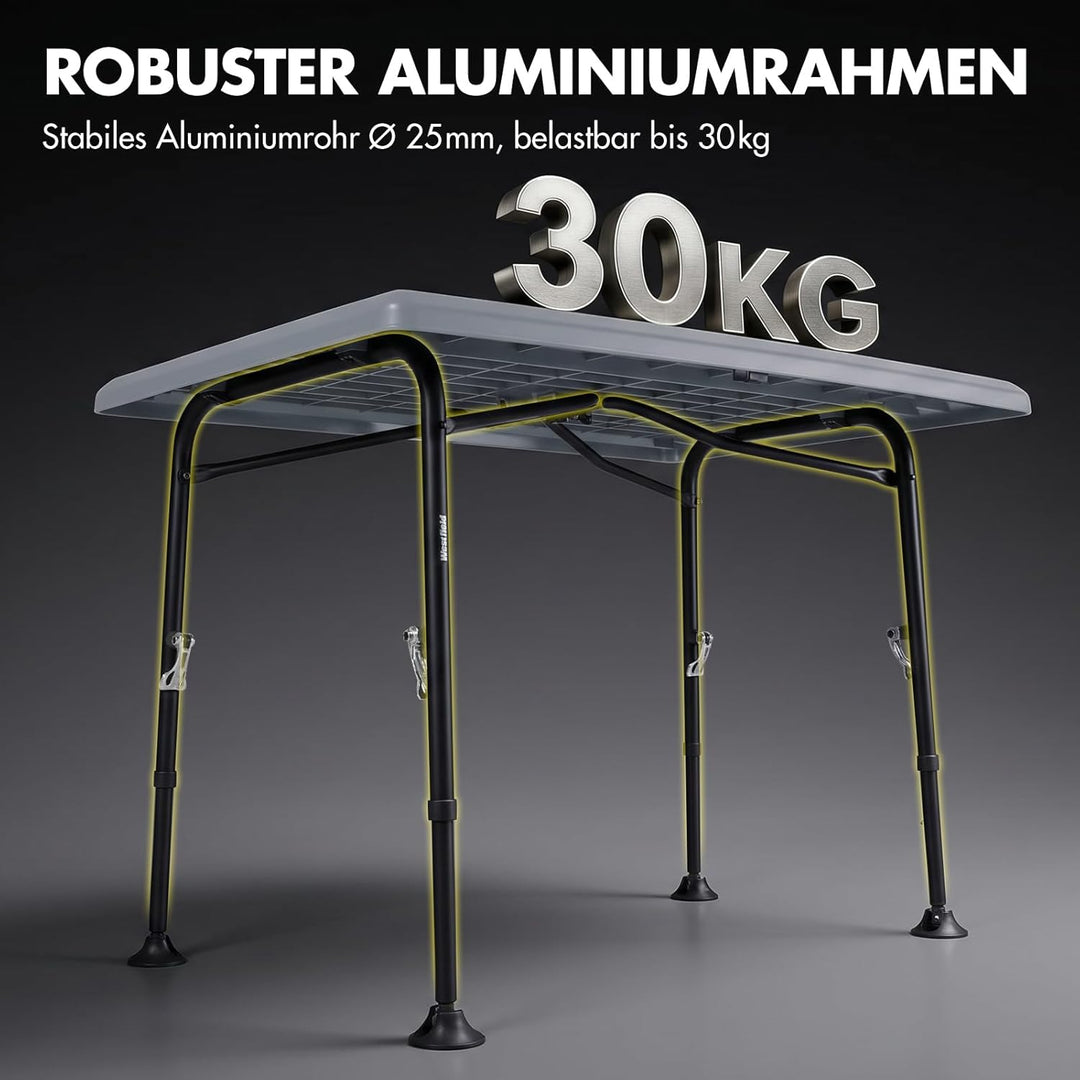Westfield Outdoors Resino, Campingtisch klappbar Höhenverstellbar Klapptisch 100x68cm für 4-6 Person