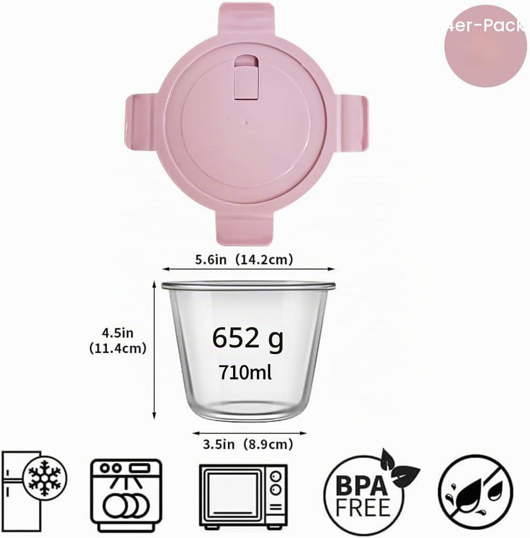 S.ROKE TTAN 710ml Glas Lebensmittelbehälter, Glas Suppe Behälter, Runde Glas Lebensmittelbehälter &