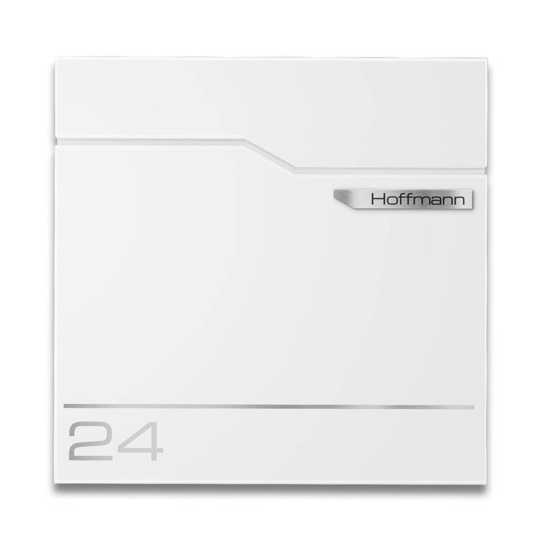 Metzler Exklusiver Briefkasten in Verkehrsweiss RAL 9016 Hoffmann - Wandbriefkasten in Weiss mit V2A