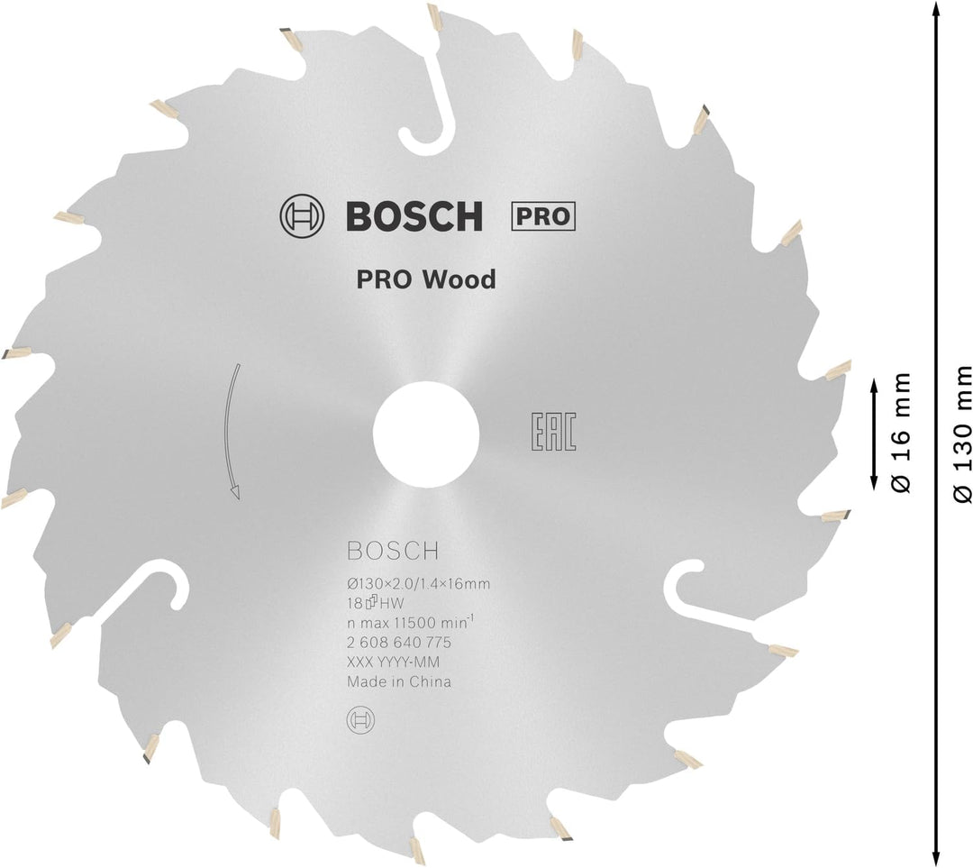 Bosch 1x PRO Wood Kreissägeblatt für Akku-Handkreissägen (für Weichholz, Hartholz, Ø mm, Professiona