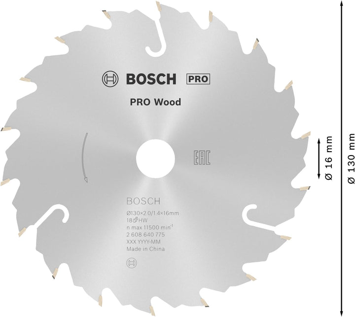 Bosch 1x PRO Wood Kreissägeblatt für Akku-Handkreissägen (für Weichholz, Hartholz, Ø mm, Professiona