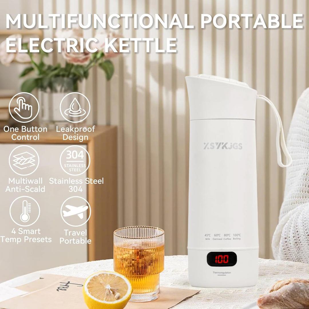 XSYKJGS Reise Wasserkocher Klein, 400ML Mini Tragbarer Elektrische Wassertasse, Schnellkoch BPA-frei
