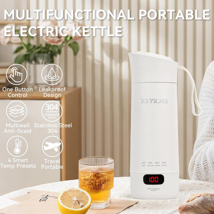 XSYKJGS Reise Wasserkocher Klein, 400ML Mini Tragbarer Elektrische Wassertasse, Schnellkoch BPA-frei