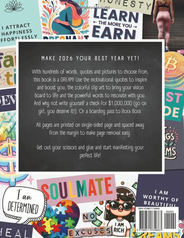 Vision Board Clip Art Book With Words, Quotes & Pictures Vol 2: Manifest Your Perfect Life With 600+