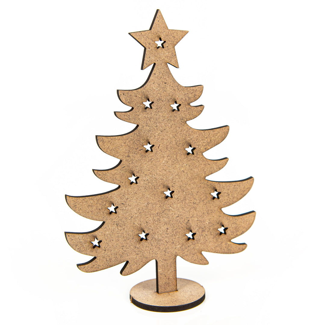 Logbuch-Verlag 9 kleine Weihnachtsbäume aus Holz - Baum Miniatur flach zum Stecken - Kundengeschenk