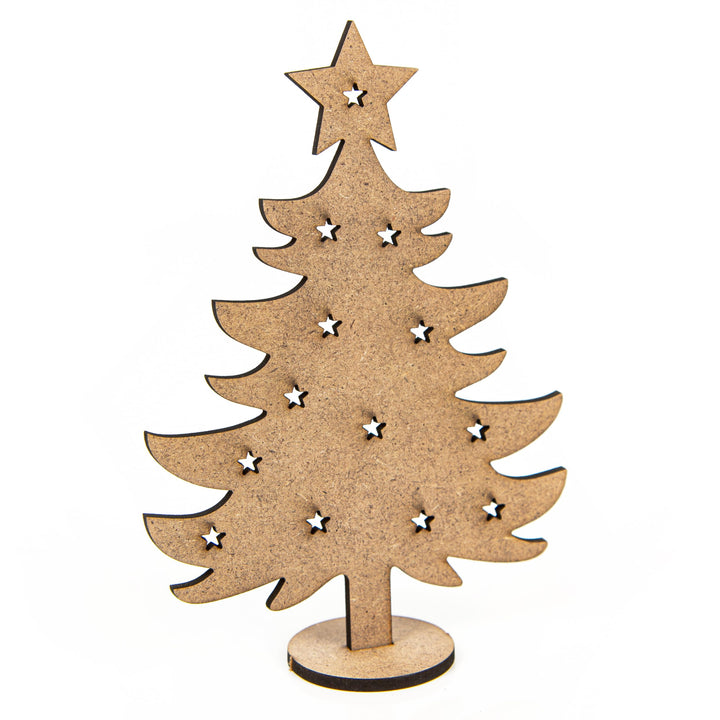 Logbuch-Verlag 9 kleine Weihnachtsbäume aus Holz - Baum Miniatur flach zum Stecken - Kundengeschenk