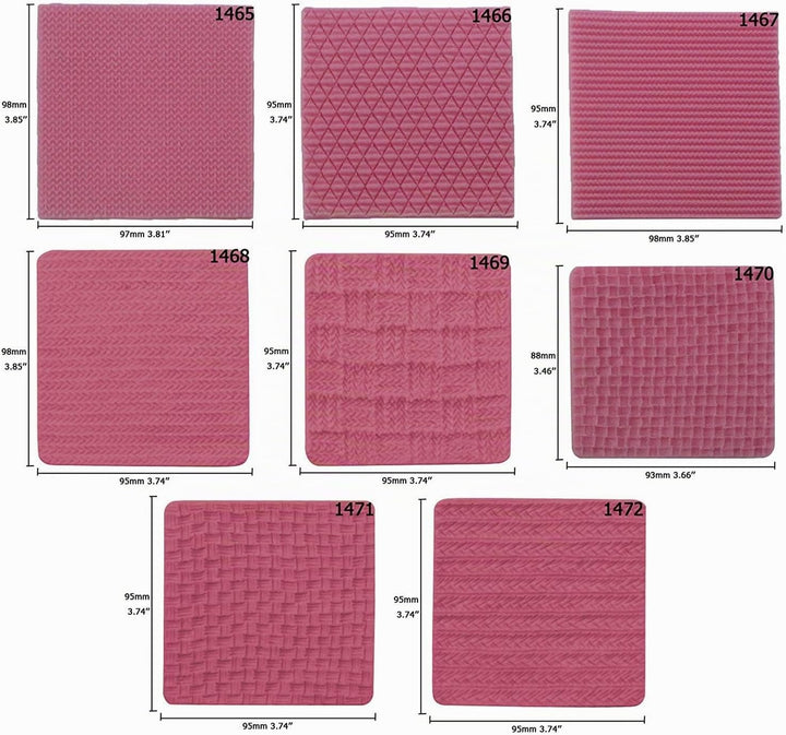 musykrafties Gewebe Stricken Silikonform Struktur Stempel Mat 8-in-Set Bundle für Sugarcraft Kuchen
