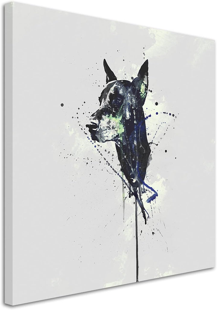 Paul Sinus Art Dobermann 60x60cm Keilrahmenbild Kunstbild Aquarell Art Wandbild auf Leinwand fertig