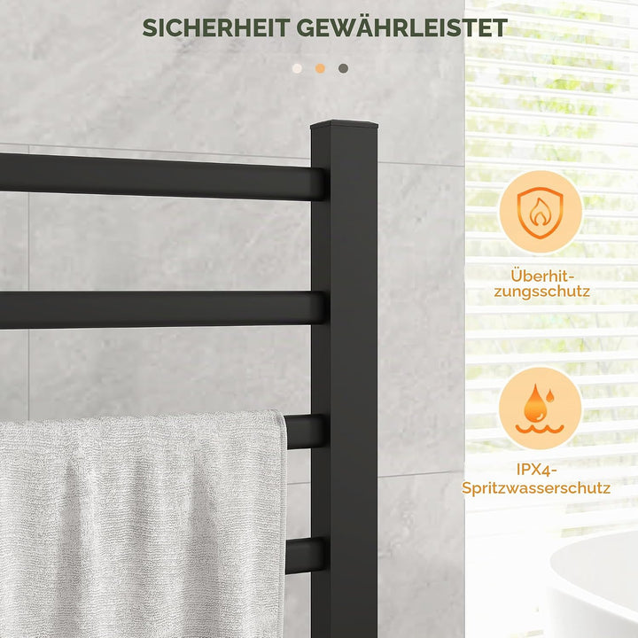 HOMCOM Elektrischer Handtuchwärmer Wand oder Boden 53x35x90 cm Schwarz