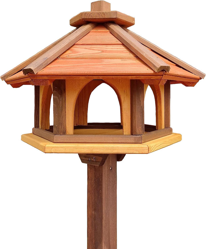 Vogelhaus mit Stander aus Holz, wetterfest, vogelfutterhaus, Futterhaus, Futterstation für Wildvögel