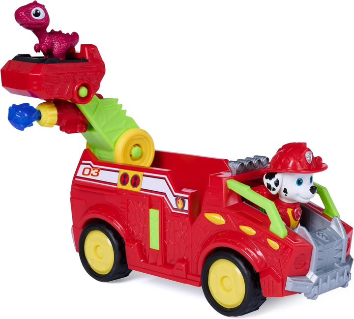 PAW PATROL: Der Dino Film, Marshalls Dino-Feuerwehrauto mit Rettungsleiter &amp; Projektilen, Fahrzeug i