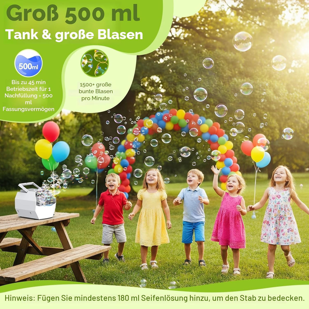 Theefun Tragbare Seifenblasenmaschine, Automatischer Seifenblasenmaschine Kinder 500ml Seifenblasen
