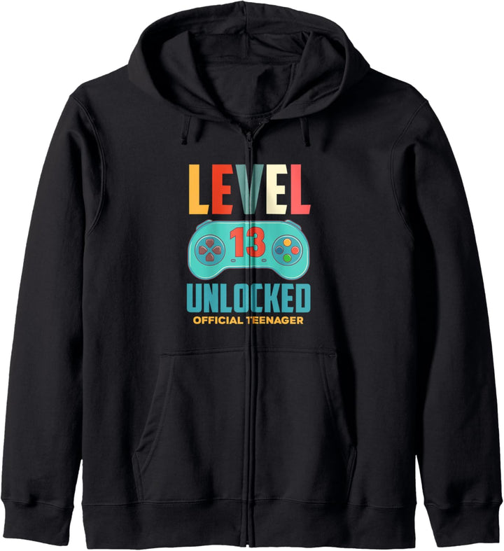 13. Geburtstag, für Jungen, Level 13, entsperrt, offizieller Teenager Kapuzenjacke